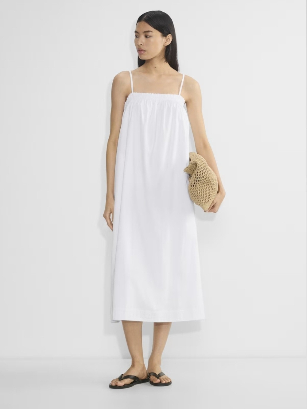 Aritzia White Spaghetti-Strap Midi Slip Dress
